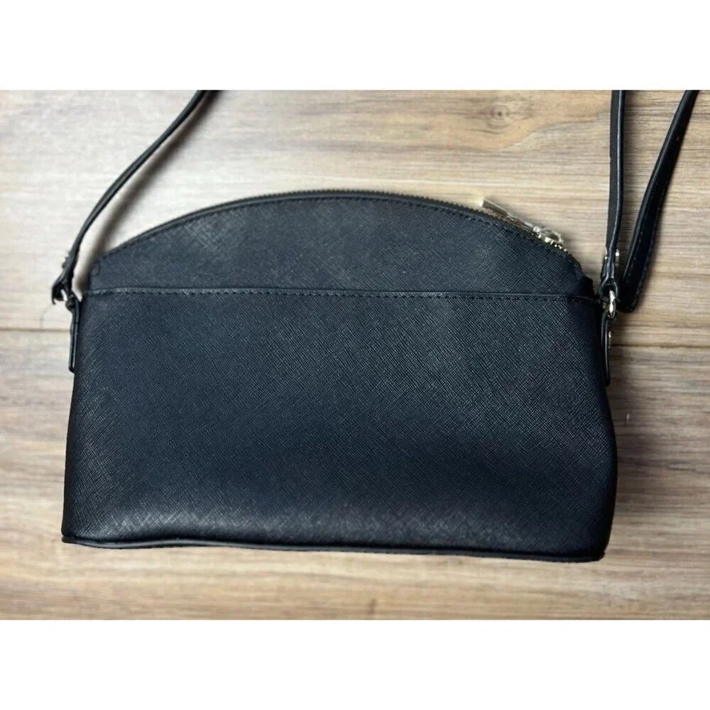 Karl Lagerfeld Black Saffiano Faux Leather Crossbody Sling Camera Bag Women’s